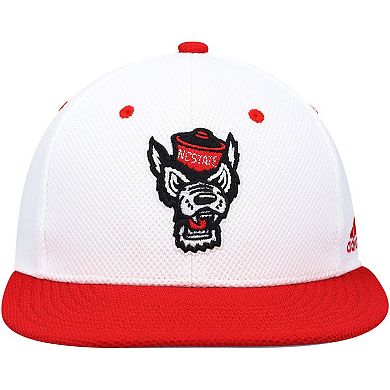 Men's adidas White/Red NC State Wolfpack On-Field Baseball Fitted Hat