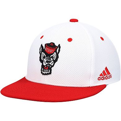 Men's adidas White/Red NC State Wolfpack On-Field Baseball Fitted Hat