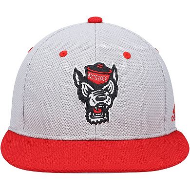 Men's adidas Gray/Red NC State Wolfpack On-Field Baseball Fitted Hat