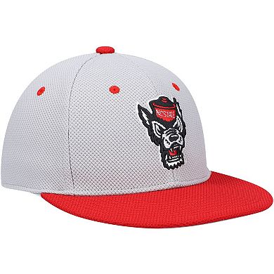 Men's adidas Gray/Red NC State Wolfpack On-Field Baseball Fitted Hat