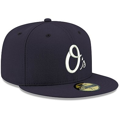 Men's New Era Navy Baltimore Orioles Logo White 59FIFTY Fitted Hat