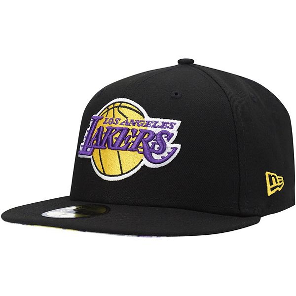 Los Angeles Lakers New Era Banner Side Patch Palm 59FIFTY Fitted Hat - Black
