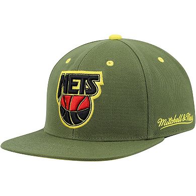 Men's Mitchell & Ness x Lids Olive New Jersey Nets Dusty NBA Draft Hardwood Classics Fitted Hat