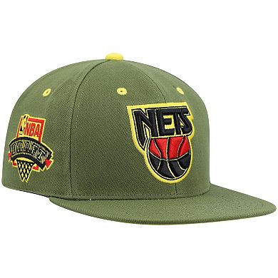 Men's Mitchell & Ness x Lids Olive New Jersey Nets Dusty NBA Draft Hardwood Classics Fitted Hat