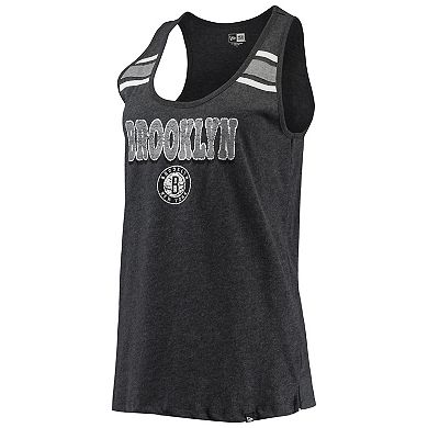 Women's New Era Heathered Black Brooklyn Nets Scoop-Neck Racerback Tank Top
