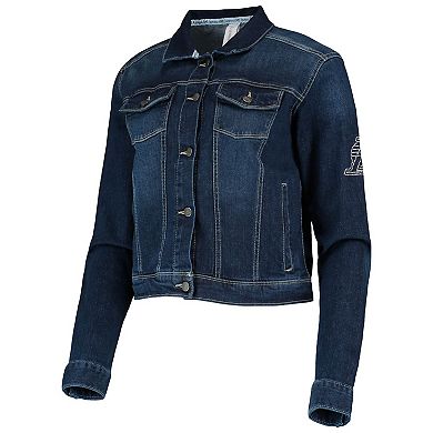 Women's Lusso Blue Los Angeles Lakers Georgie Crystals Button-Up Denim Jacket