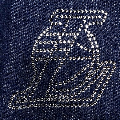 Women's Lusso Blue Los Angeles Lakers Georgie Crystals Button-Up Denim Jacket