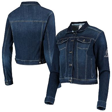 Women's Lusso Blue Los Angeles Lakers Georgie Crystals Button-Up Denim Jacket