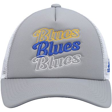 Women's adidas Gray/White St. Louis Blues Foam Trucker Snapback Hat