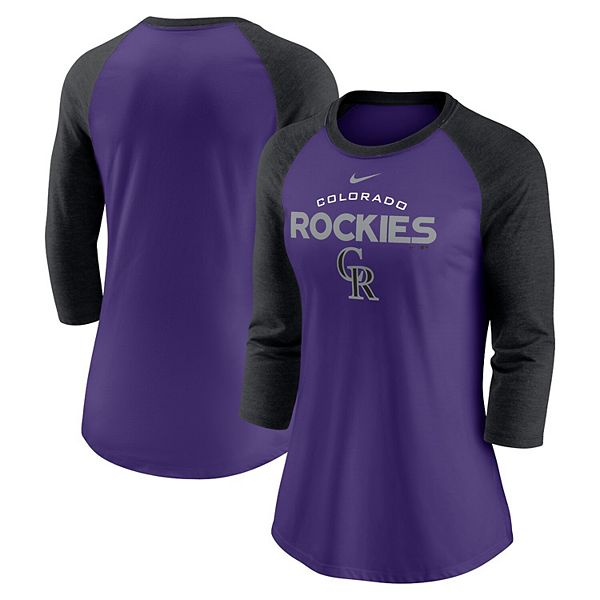 Majestic Colorado Rockies Jersey Womens M Purple Button Up Short Sleeve  Baseball