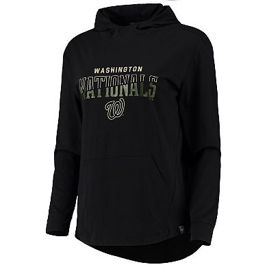 Women's Levelwear Black Washington Nationals Vivid Scuba Neck Pullover Hoodie