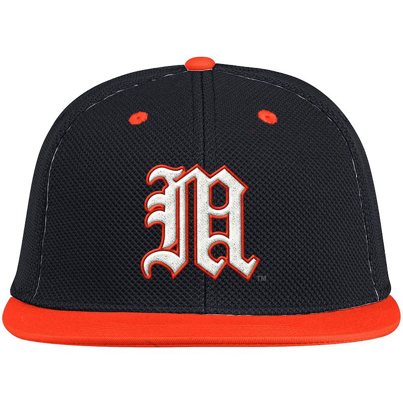 Men's adidas Black/Orange Miami Hurricanes On-Field Baseball Fitted Hat, Size: 7 3/4