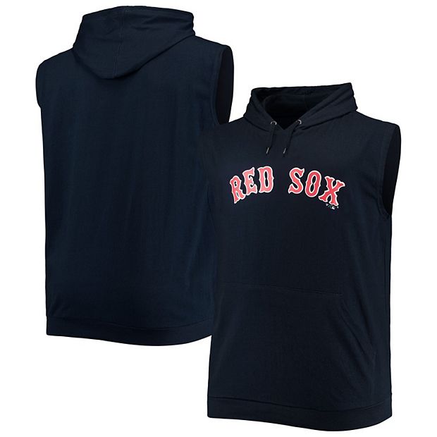Men's Navy Boston Red Sox Jersey Muscle Sleeveless Pullover Hoodie