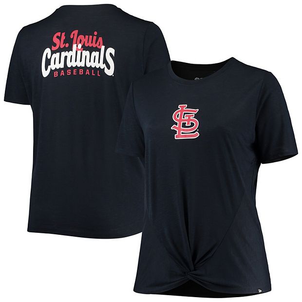 Women's New Era Navy St. Louis Cardinals Plus Size 2-Hit Front Knot T-Shirt