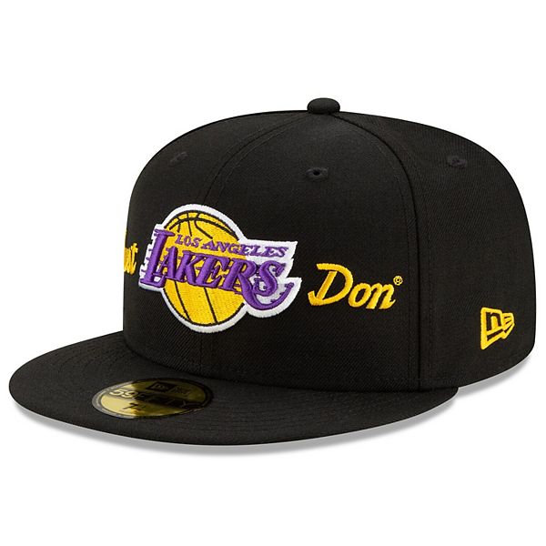 Black and cheap yellow lakers hat