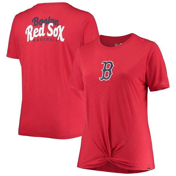Boston Red Sox New Era Women's Plus Size 2-Hit Front Knot T-Shirt - Red