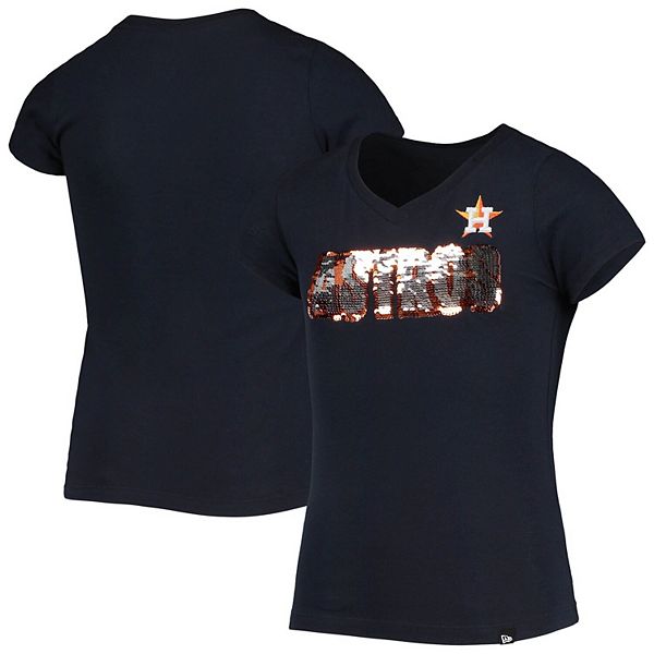 New Era Houston Astros Big Girls Flip Sequin T-shirt - Macy's