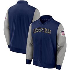 Milwaukee Brewers Gold Men's BIG & TALL MLB Authentic On-Field Thermal  Full-Zip Jacket