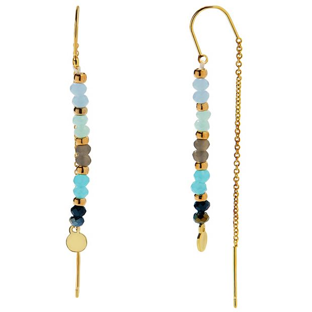 LC Lauren Conrad Blue Bead Threader Earrings