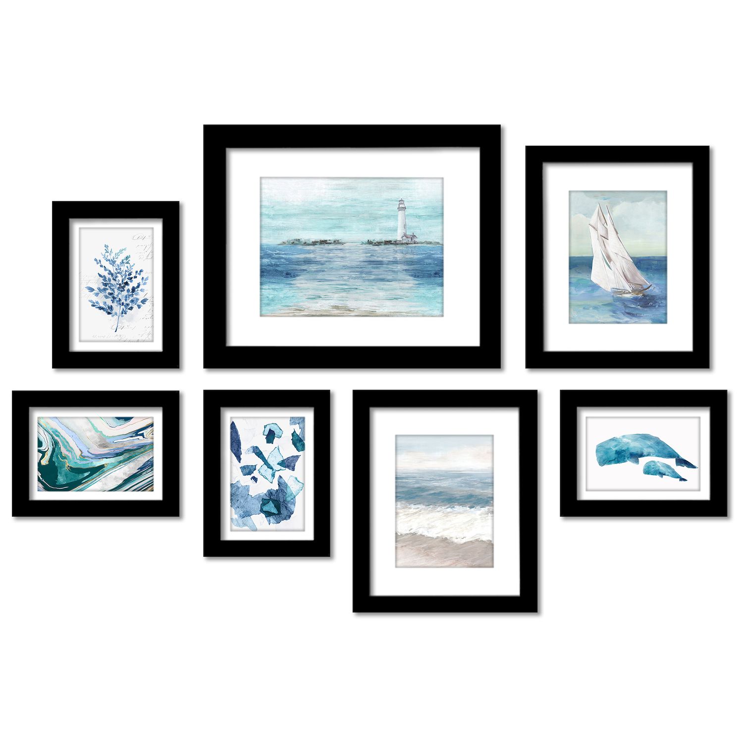 Americanflat Coastal Breeze Framed Wall Art 7-piece Set