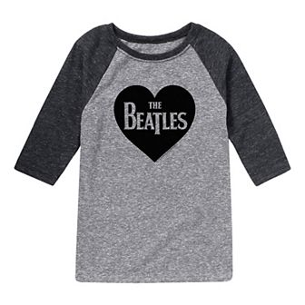 Boys 8-20 The Beatles Logo Heart Raglan Graphic Tee