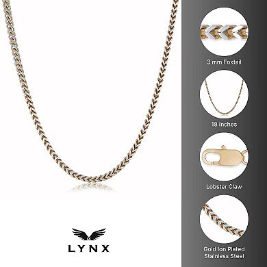 Men's LYNX Stainless Steel Two-Tone 4 mm Foxtail Chain Necklace