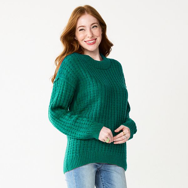 Juniors SO® Slouchy Crewneck Sweater - Vintage Moss (MEDIUM)