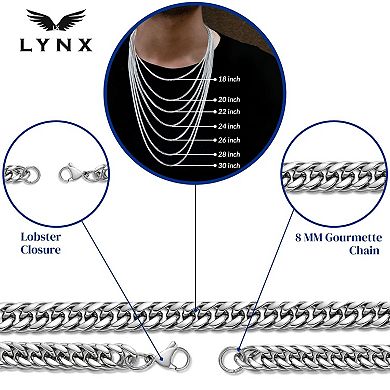 Men's LYNX Stainless Steel 9 mm Gourmeta Chain Necklace