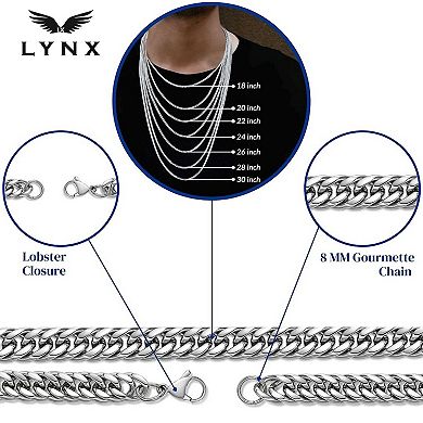 Men's LYNX Stainless Steel 9 mm Gourmeta Chain Necklace