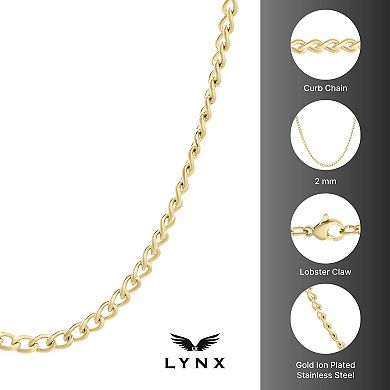 Men's LYNX Stainless Steel 2 mm Curb Chain Necklace