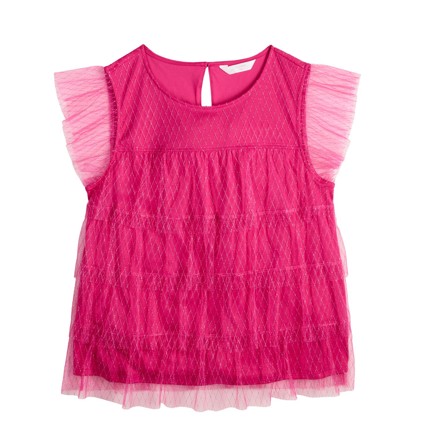 John Mark Women's Tiered Ruffle Top - Three Quarter Flounce Sleeves, Slimming Tummy Control - View #9