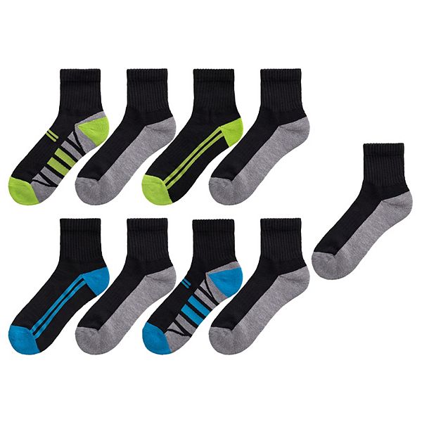 Boys Tek Gear® Cushioned 8-pack + 1 Bonus Pair Performance Quarter Socks