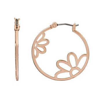 LC Lauren Conrad Floral Nickel Free Hoop Earrings