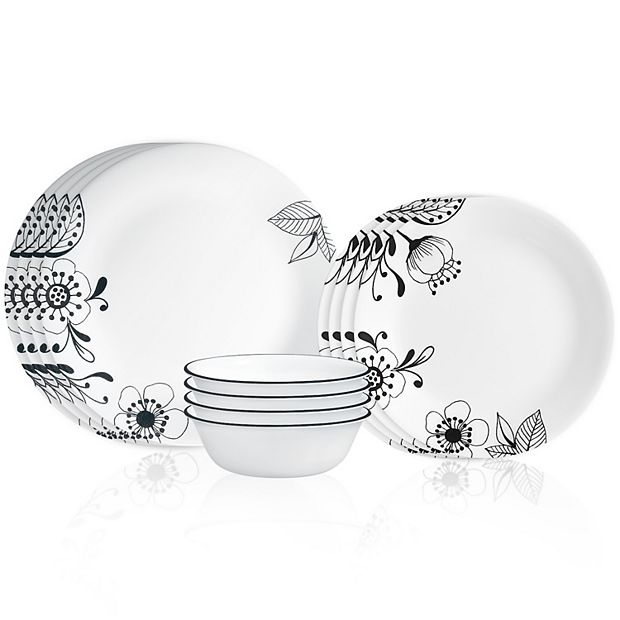 Corelle Floral Noir 12 pc. Dinnerware Set