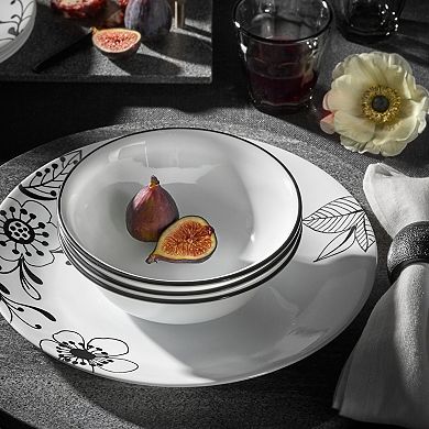 Corelle Floral Noir 12-pc. Dinnerware Set