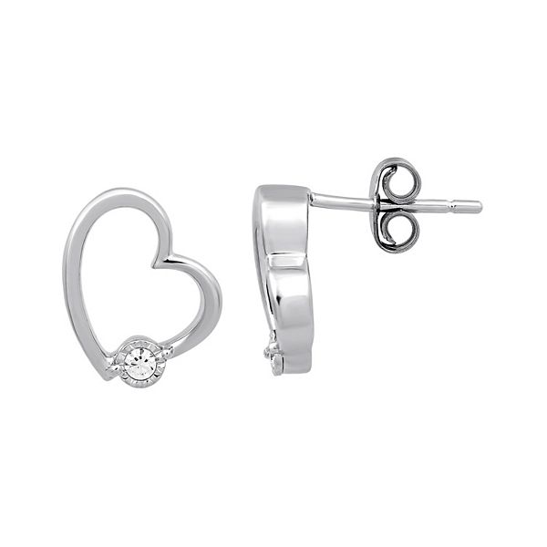 Made For You Sterling Silver Lab Grown Diamond Accent Heart Earrings