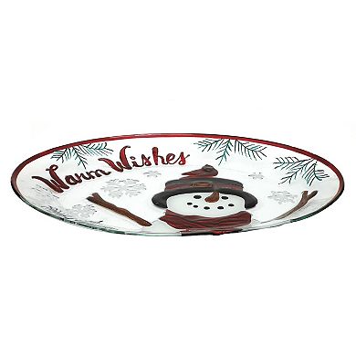 St. Nicholas Square® Yuletide Glass Snowman Serving Platter