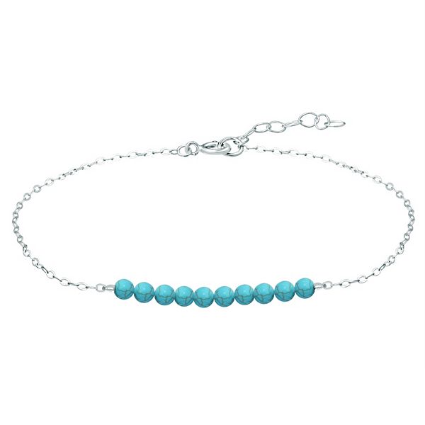 Aleure Precioso Sterling Silver Beaded Anklet - Blue