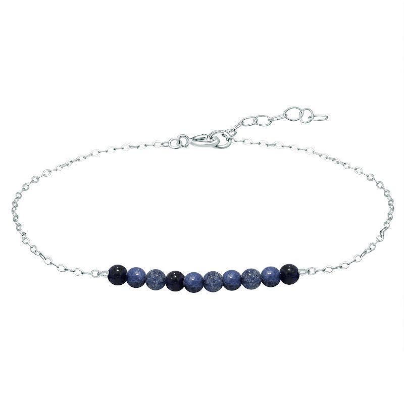 Aleure Precioso Sterling Silver Beaded Anklet, Womens, Size: 9, Blue