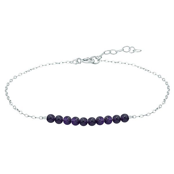 Aleure Precioso Sterling Silver Beaded Anklet - Purple