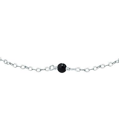 Aleure Precioso Sterling Silver Bead Station Anklet