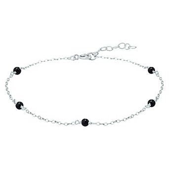 Aleure Precioso Sterling Silver Bead Station Anklet