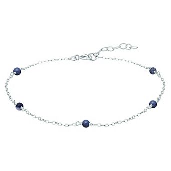 Aleure Precioso Sterling Silver Bead Station Anklet