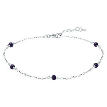 Aleure Precioso Sterling Silver Bead Station Anklet