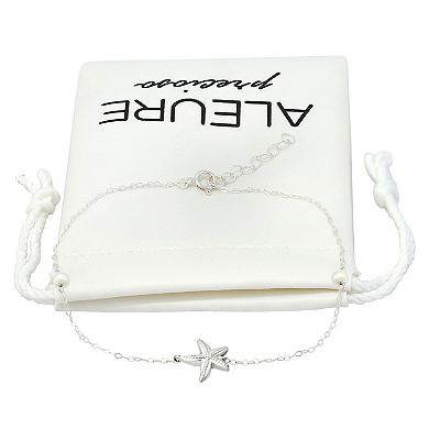 Aleure Precioso Sterling Silver Freshwater Cultured Pearl Starfish Anklet