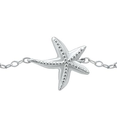 Aleure Precioso Sterling Silver Freshwater Cultured Pearl Starfish Anklet