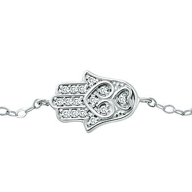 Aleure Precioso Sterling Silver Cubic Zirconia Hamsa Anklet