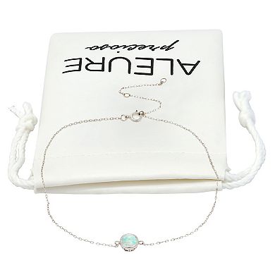 Aleure Precioso Sterling Silver Cubic Zirconia Bezel Set Station Anklet