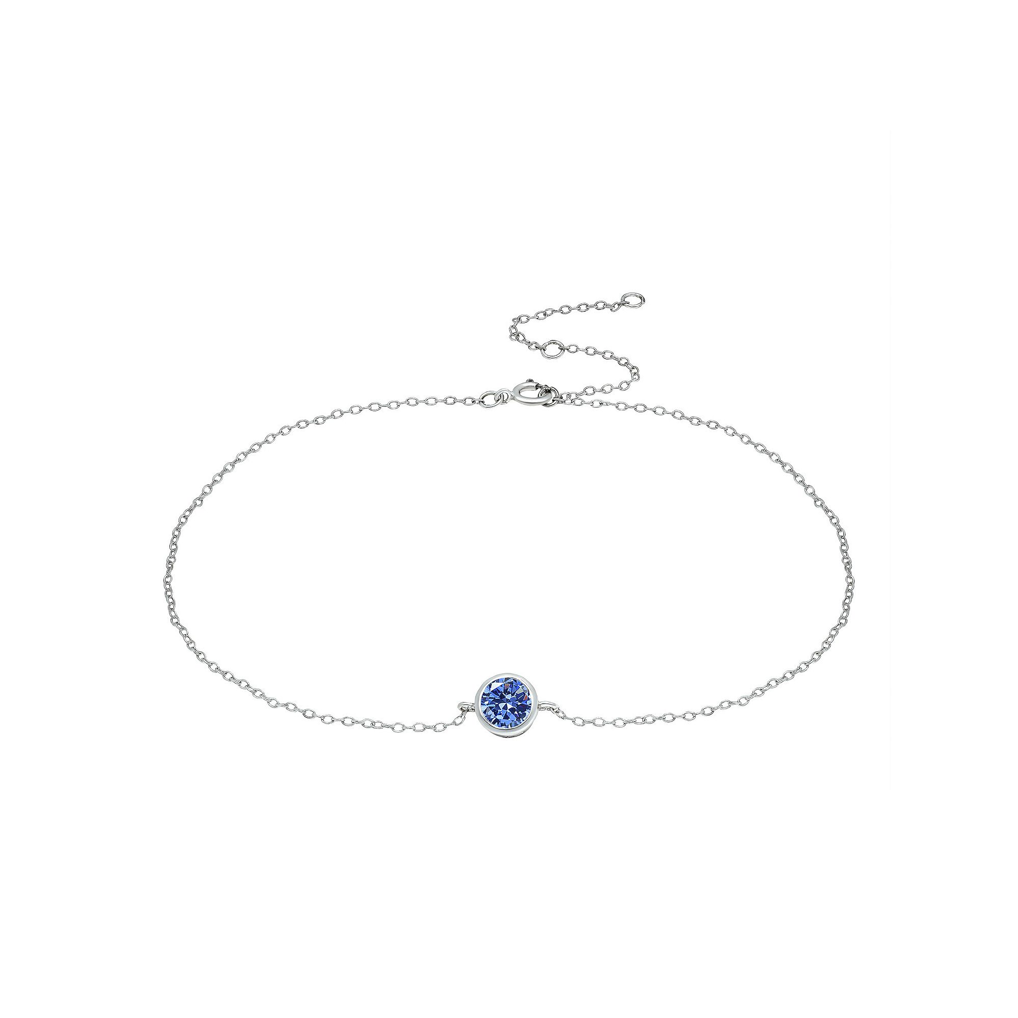 Aleure Precioso Sterling Silver Gemstone Bezel Set Station Anklet, Womens
