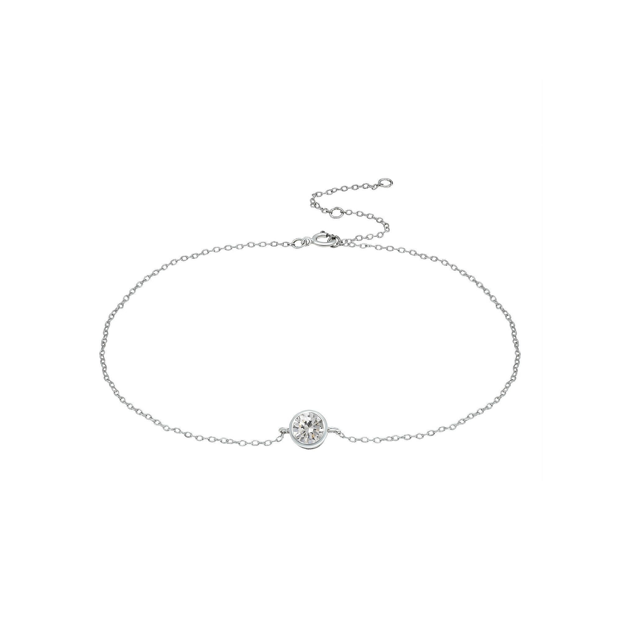 Aleure Precioso Sterling Silver Gemstone Bezel Set Station Anklet, Womens